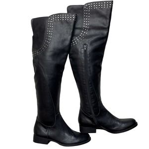 Matisse Thunder Road Black Leather Over the Knee Boots Womens Size 6.5 Studded